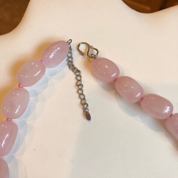 Organic Pink Rose Quartz Necklace sterling silver - Picture 4 of 7